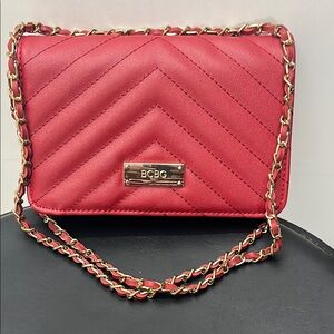 BCBG Paris Red and Gold Chevron Crossbody Bag